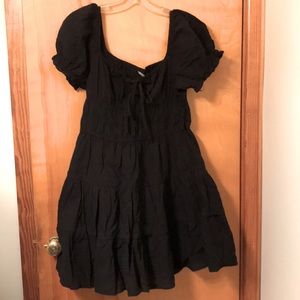 Peasant style black mini dress